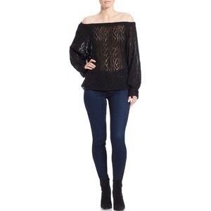 Free People Lights Will Shine‎ Pullover Black Crochet Knit Sweater Women Small